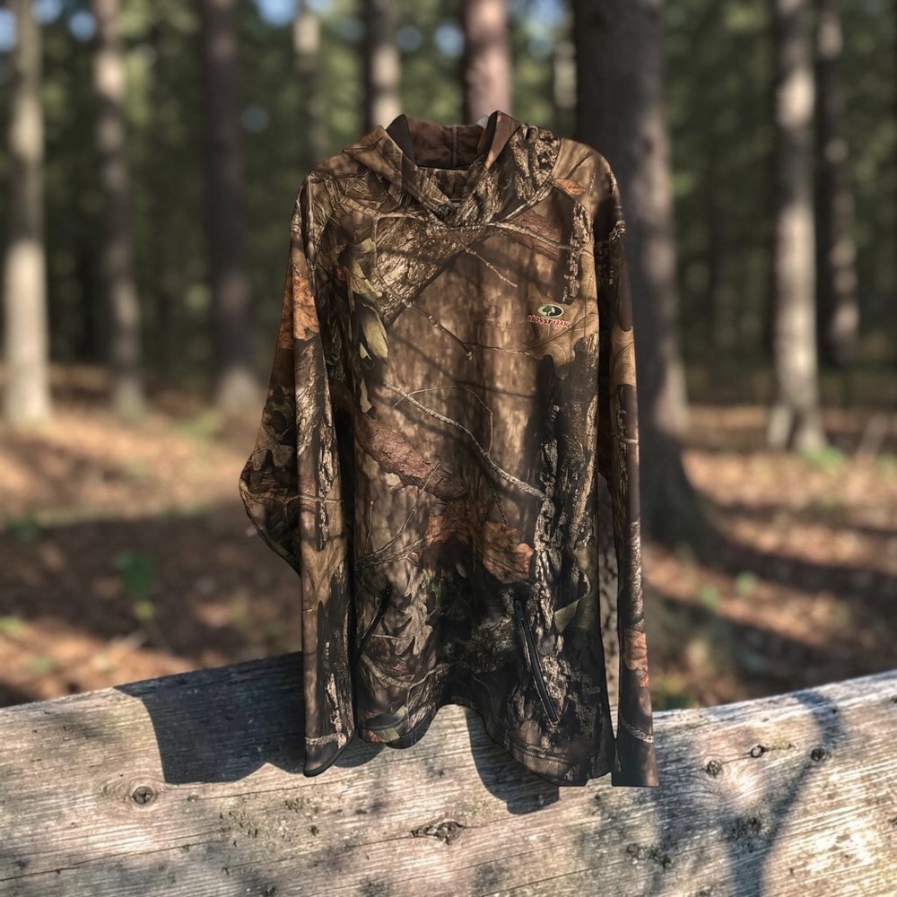 Mossy Oak Men's 3XL Camo Hunting Hoodie Built In Neck Gaiter Zip Pocke